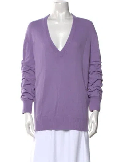 Pre-owned Michael Kors Cashmere V-neck Sweater In Purple