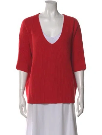 Pre-owned Michael Kors Cashmere V-neck Sweater In Red
