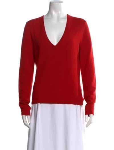 Pre-owned Michael Kors Cashmere V-neck Sweater In Red