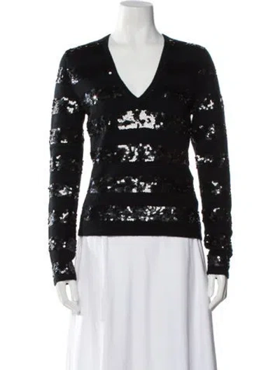 Pre-owned Michael Kors Cashmere V-neck Sweater W/ Tags In Black