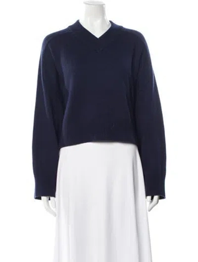 Pre-owned Michael Kors Cashmere V-neck Sweater W/ Tags In Blue