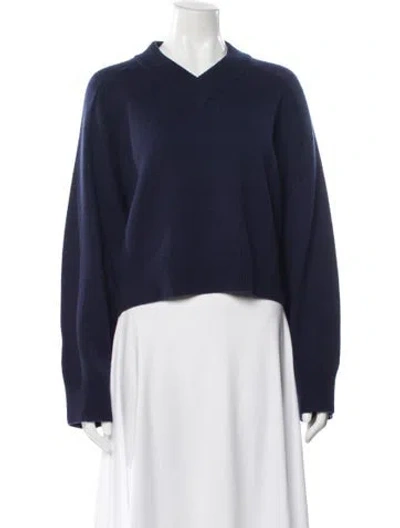 Pre-owned Michael Kors Cashmere V-neck Sweater W/ Tags In Blue