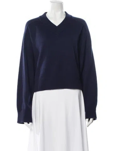 Pre-owned Michael Kors Cashmere V-neck Sweater W/ Tags In Blue