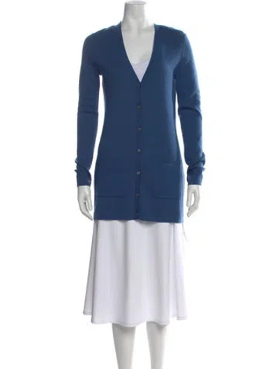 Pre-owned Michael Kors Cashmere V-neck Sweater W/ Tags In Blue
