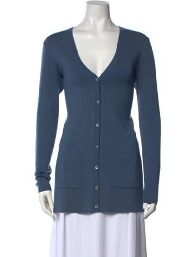 Pre-owned Michael Kors Cashmere V-neck Sweater W/ Tags In Blue