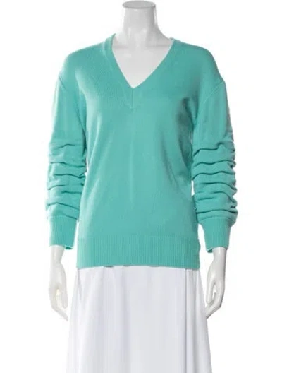 Pre-owned Michael Kors Cashmere V-neck Sweater W/ Tags In Green