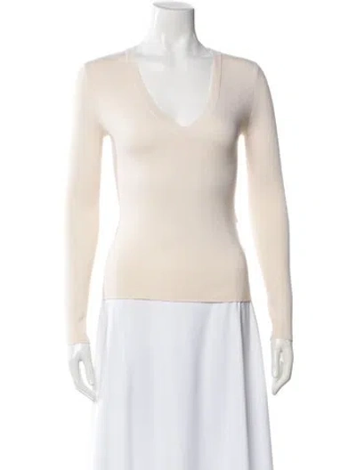 Pre-owned Michael Kors Cashmere V-neck Sweater W/ Tags In Neutral