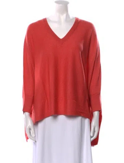 Pre-owned Michael Kors Cashmere V-neck Sweater W/ Tags In Orange