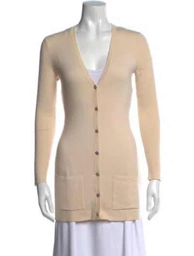 Pre-owned Michael Kors Cashmere V-neck Sweater In Yellow