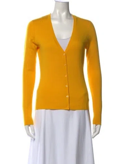 Pre-owned Michael Kors Cashmere V-neck Sweater In Yellow