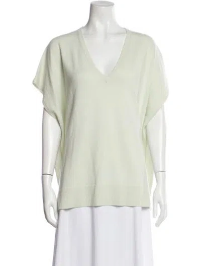 Pre-owned Michael Kors Cashmere V-neck Sweatshirt In Green