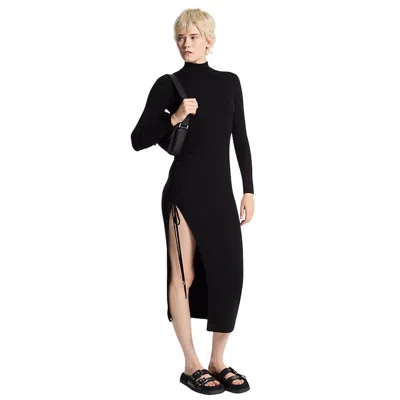 MICHAEL KORS CASUAL WOMAN CLOTHES MICHAEL KORS - MERINO RUCHED MINI DRESS - BLACK