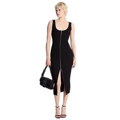 MICHAEL KORS CASUAL WOMAN CLOTHES MICHAEL KORS - SCOOP NK RIB ZIP TANK DRS - BLACK