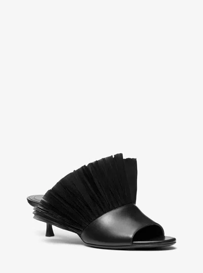 Michael Kors Catarina Leather And Fringe Mule In Black
