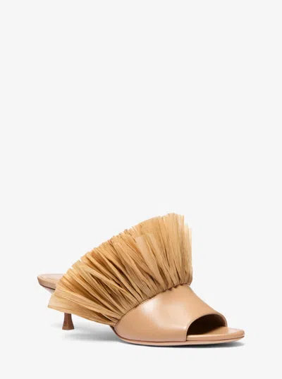 Michael Kors Catarina Leather And Fringe Mule In Brown