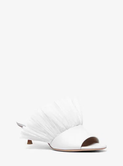 Michael Kors Catarina Leather And Fringe Mule In White