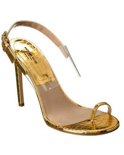 Michael Kors Catherine Python-embossed Leather & Vinyl Sandal