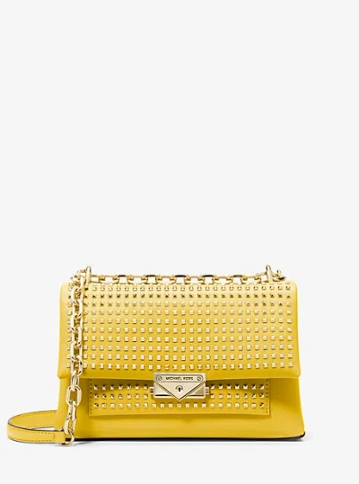 Michael Kors Cece Medium Studded Shoulder Bag In Yellow