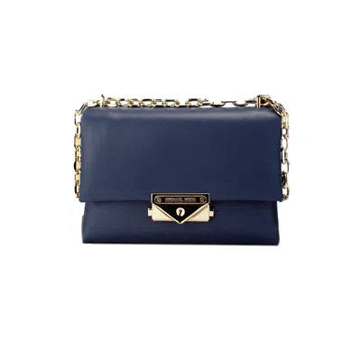 Michael Kors Cece Small Navy Vegan Leather Convertible Flap Crossbody Women's Bag In Multi