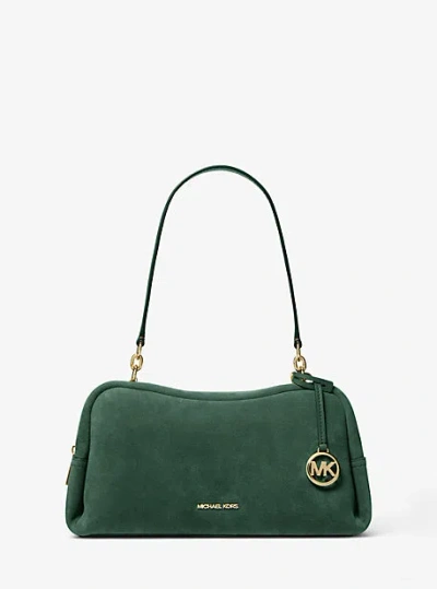 Michael Kors Cecily Medium Suede Shoulder Bag In Green