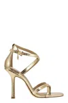 Michael Kors Celia 100mm Metallic-leather Sandals In Gold