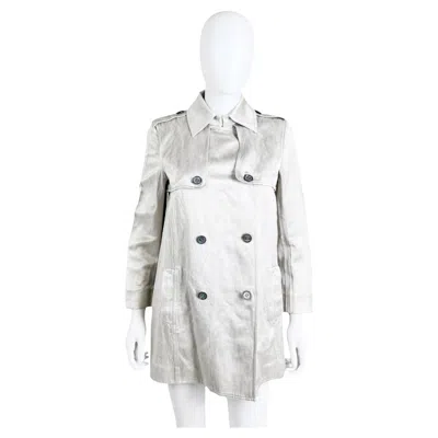 Pre-owned Michael Kors Celine By  2000's Double Breasted Silver Military Coat In Gray