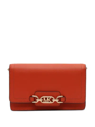 Michael Kors Chain-link Leather Crossbody Bag In Orange