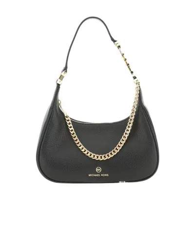 Michael Kors Chain-link Leather Shoulder Bag In Black
