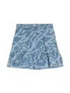 Michael Kors Chain-link Logo Print Chambray Skirt In Blue