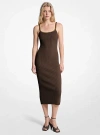 Michael Kors Chain Ribbed Stretch Knit Midi Dress In Burgundy