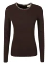 Michael Kors Chain Ribbed Sweater In Brown