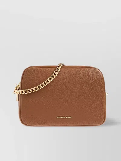 Michael Kors Chain Strap Leather Texture Shoulder Bags In Brown