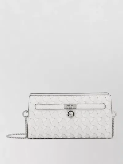 Michael Kors Chain Strap Textured Pattern Crossbody Bag In Silver