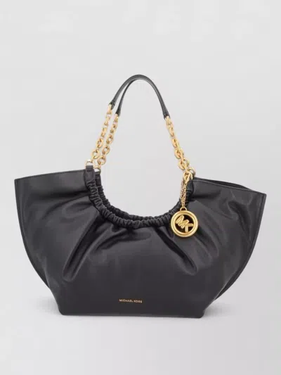 Michael Kors Chain Strap Tote Bag Ruched Detailing In Black