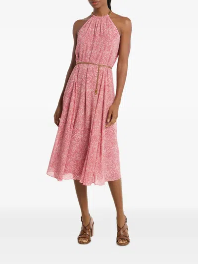 Michael Kors Chain-belt Halter Midi Dress In Pink