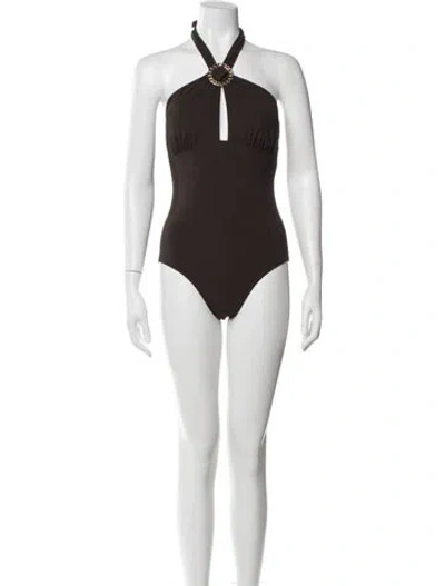 Pre-owned Michael Kors Chain-link Accents One-piece In Brown