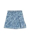 Michael Kors Chain-link Logo Print Chambray Skirt In Denim