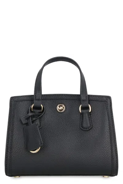 Michael Kors Chantal Leather Mini Handbag In Black