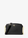 Michael Kors Chantal Large Pebbled Leather Crossbody Bag In Black