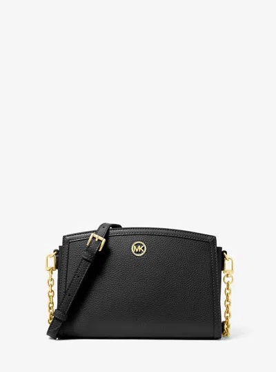 Michael Kors Chantal Large Pebbled Leather Crossbody Bag In Black