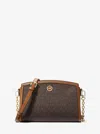 Michael Kors Chantal Large Signature Logo Messenger Bag In Brown