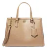 Michael Kors Chantal Medium Leather Satchel In Beige