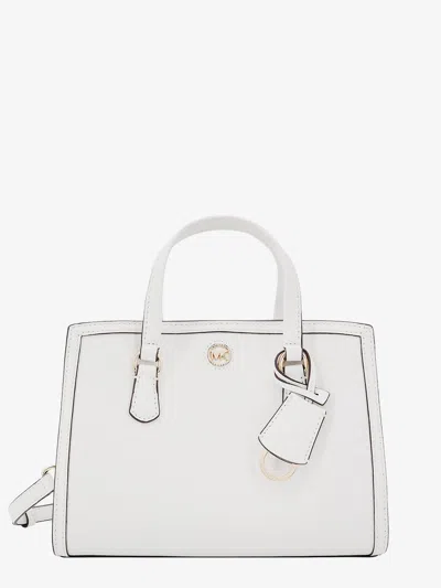Michael Kors Chantal Leather Tote Bag In White