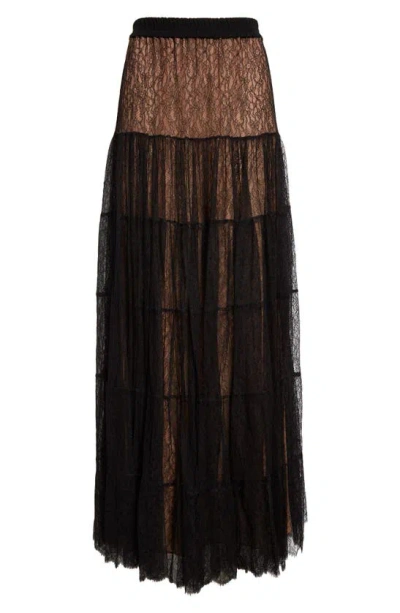 Michael Kors Chantilly Lace Tiered Skirt In Black