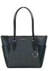 Michael Kors Charlotte Black Pvc Leather Large Top Zip Tote Handbag Bag Purse