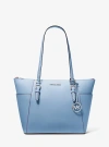 Michael Kors Charlotte Large Saffiano Leather Top-zip Tote Bag In Blue