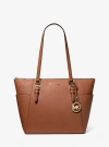 Michael Kors Charlotte Large Saffiano Leather Top-zip Tote Bag In Brown