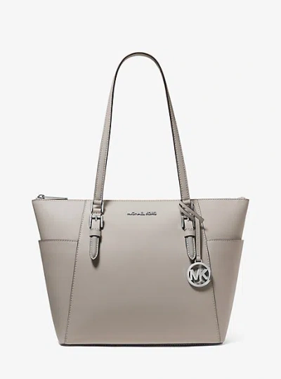 Michael Kors Charlotte Large Saffiano Leather Top-zip Tote Bag In Grey
