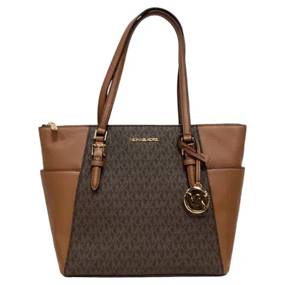 Michael Kors Charlotte Large Tote Bag In Brown Leather