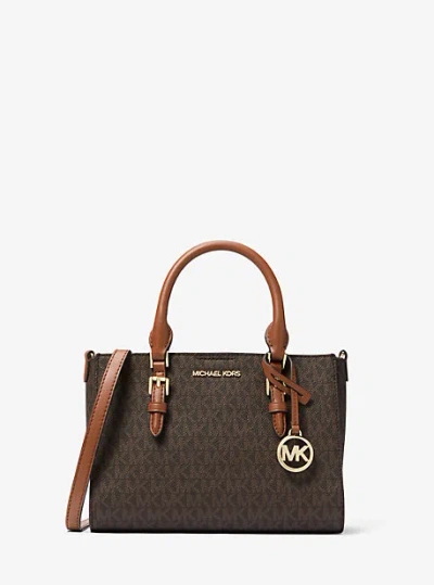 Michael Kors Charlotte Small 2-in-1 Logo Satchel In Brown